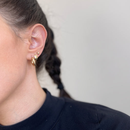 10KT Yellow Gold Diamond-Cut Tube Hoop Earrings 10mm