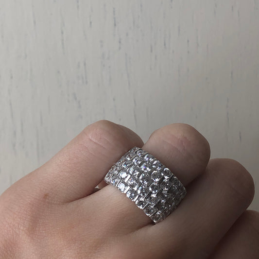 Sterling Silver CZ Staggered Channel Cigar Band Ring, Sterling Silver CZ Staggered Channel Cigar Band Ring - Legacy Saint Jewelry