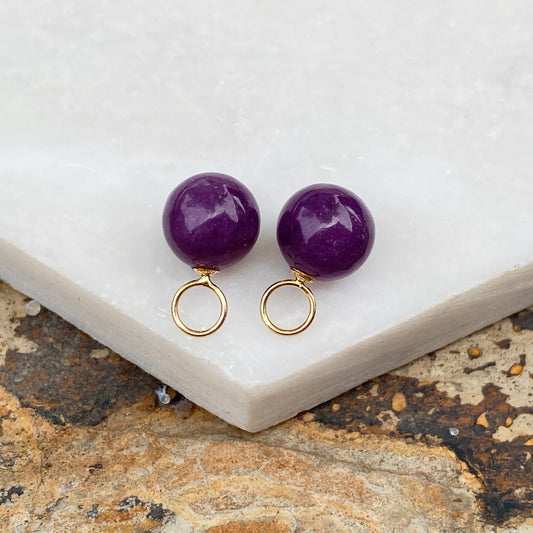 Estate 14KT Yellow Gold Amethyst Ball Mini Earring Charms, Estate 14KT Yellow Gold Amethyst Ball Mini Earring Charms - Legacy Saint Jewelry