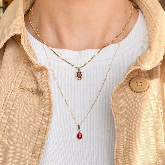 14KT Yellow Gold Mini Red Ladybug Pendant Necklace