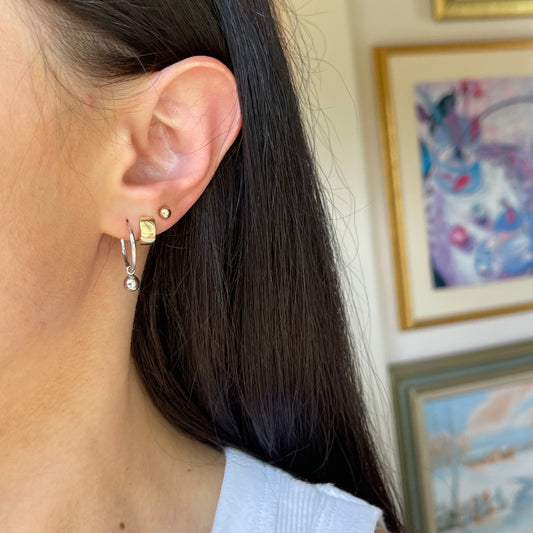 14KT White Gold Mini Round Ball Earring Charms 5mm