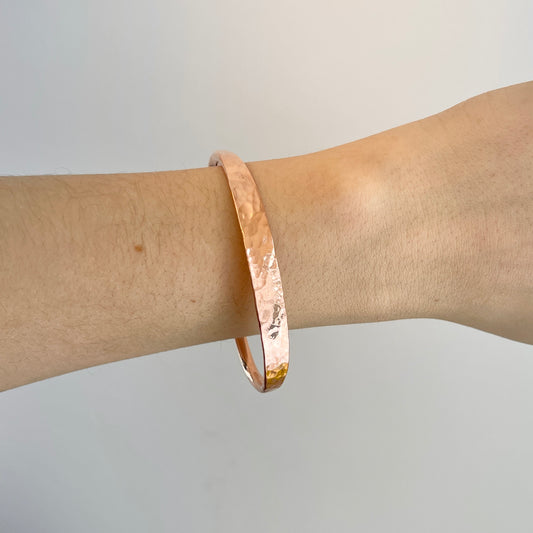 Copper Hammered Tapered Cuff Bangle Bracelet 6.6mm