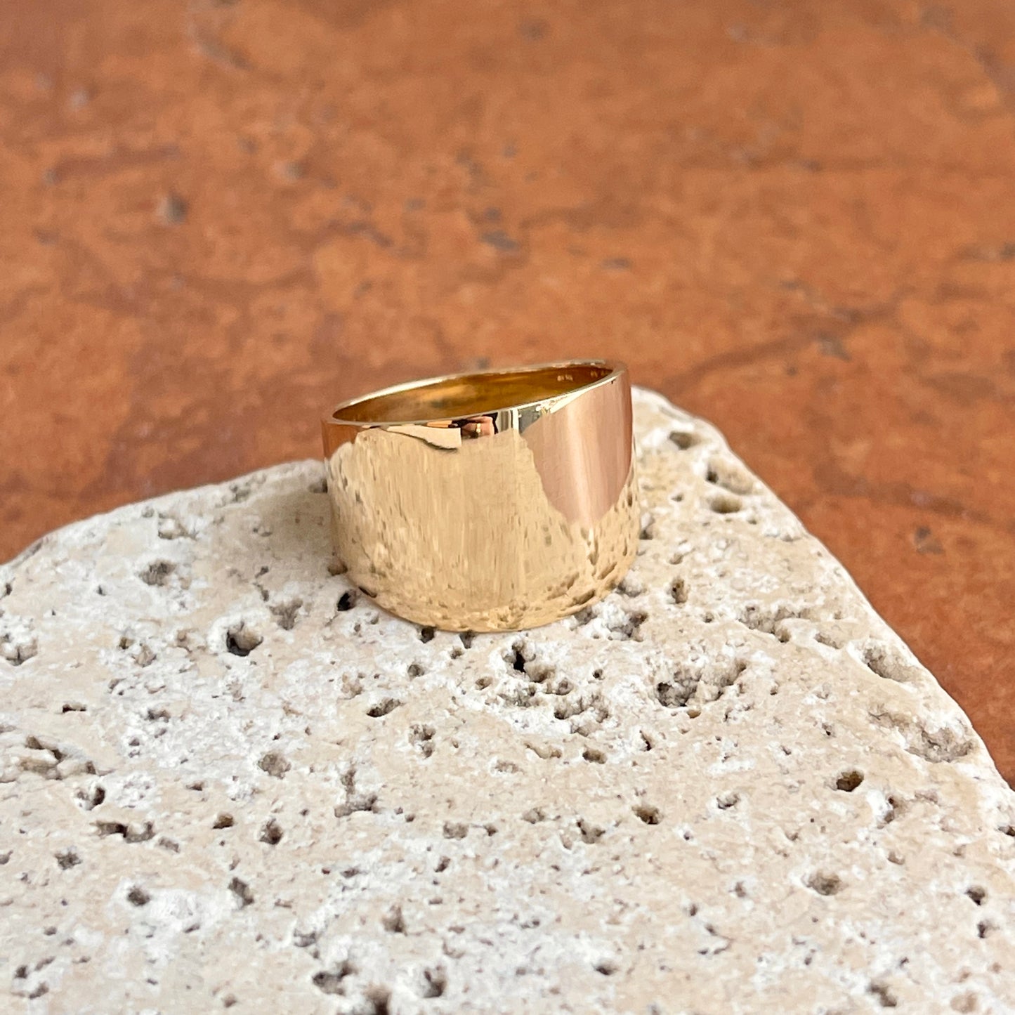 14KT Yellow Gold 16mm Wide Polished Cigar Band Ring