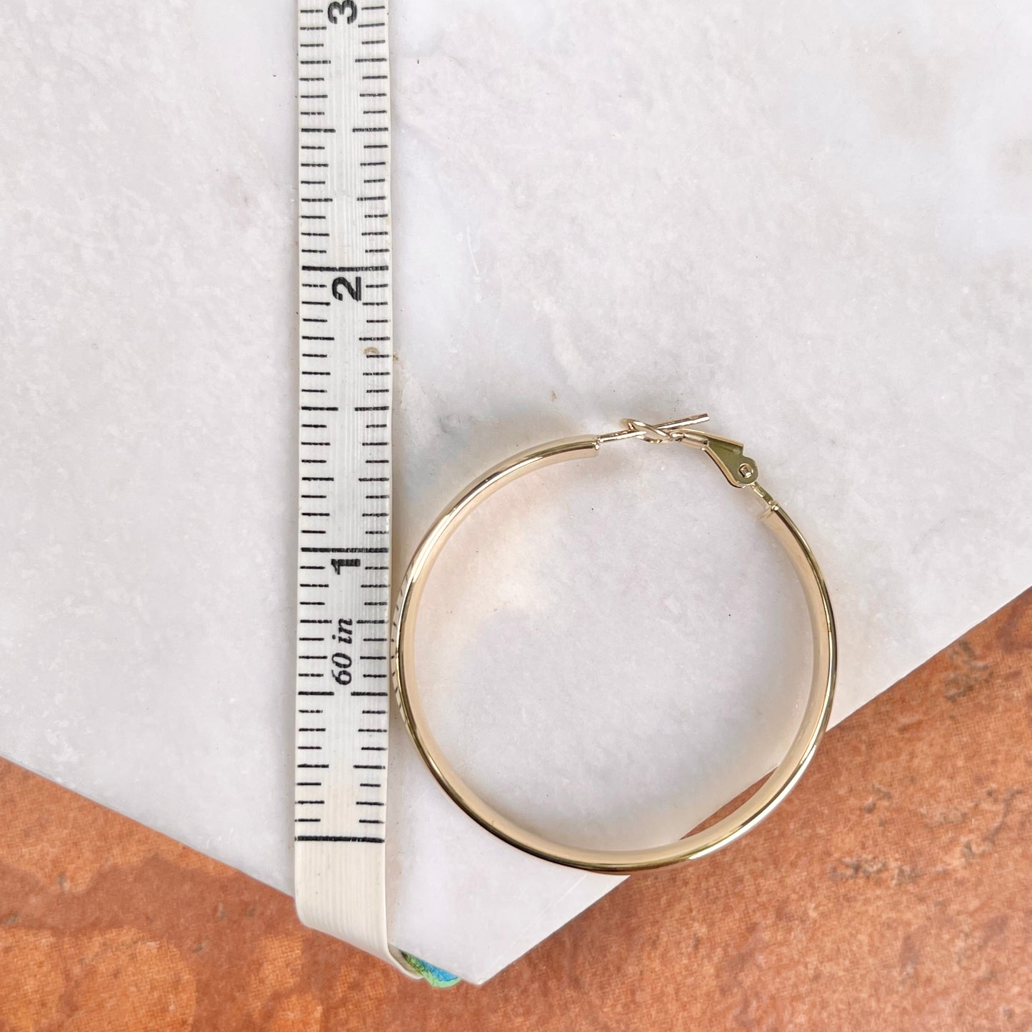 14KT Yellow Gold 6mm Wide Round Omega Hoop Earrings 39mm