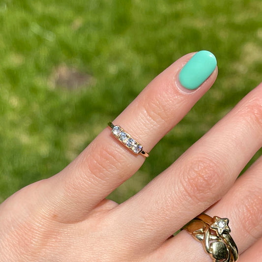 14KT Yellow Gold 4 CZ Stone Toe Ring