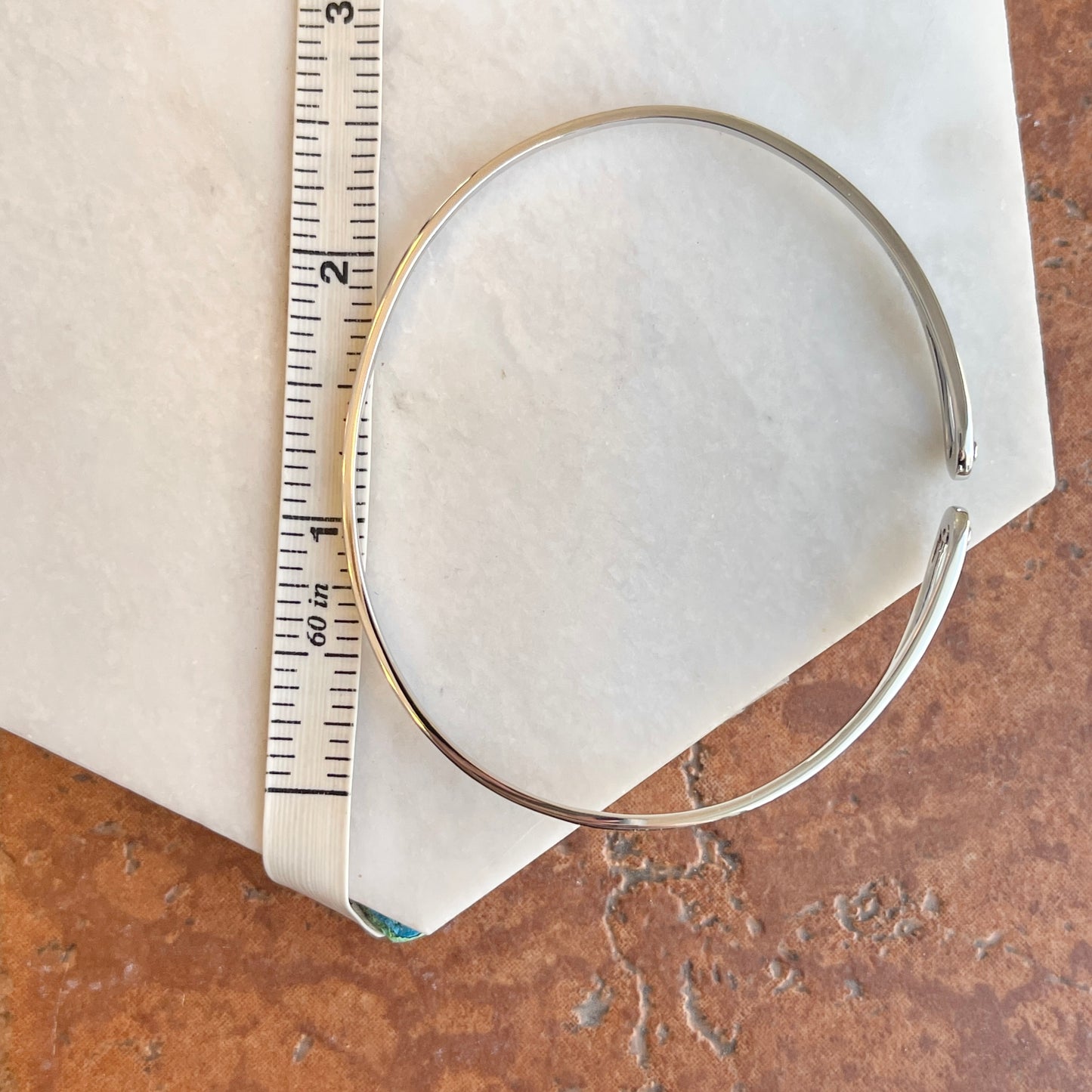 Sterling Silver .02 CT Diamond Open Bangle Cuff Bracelet