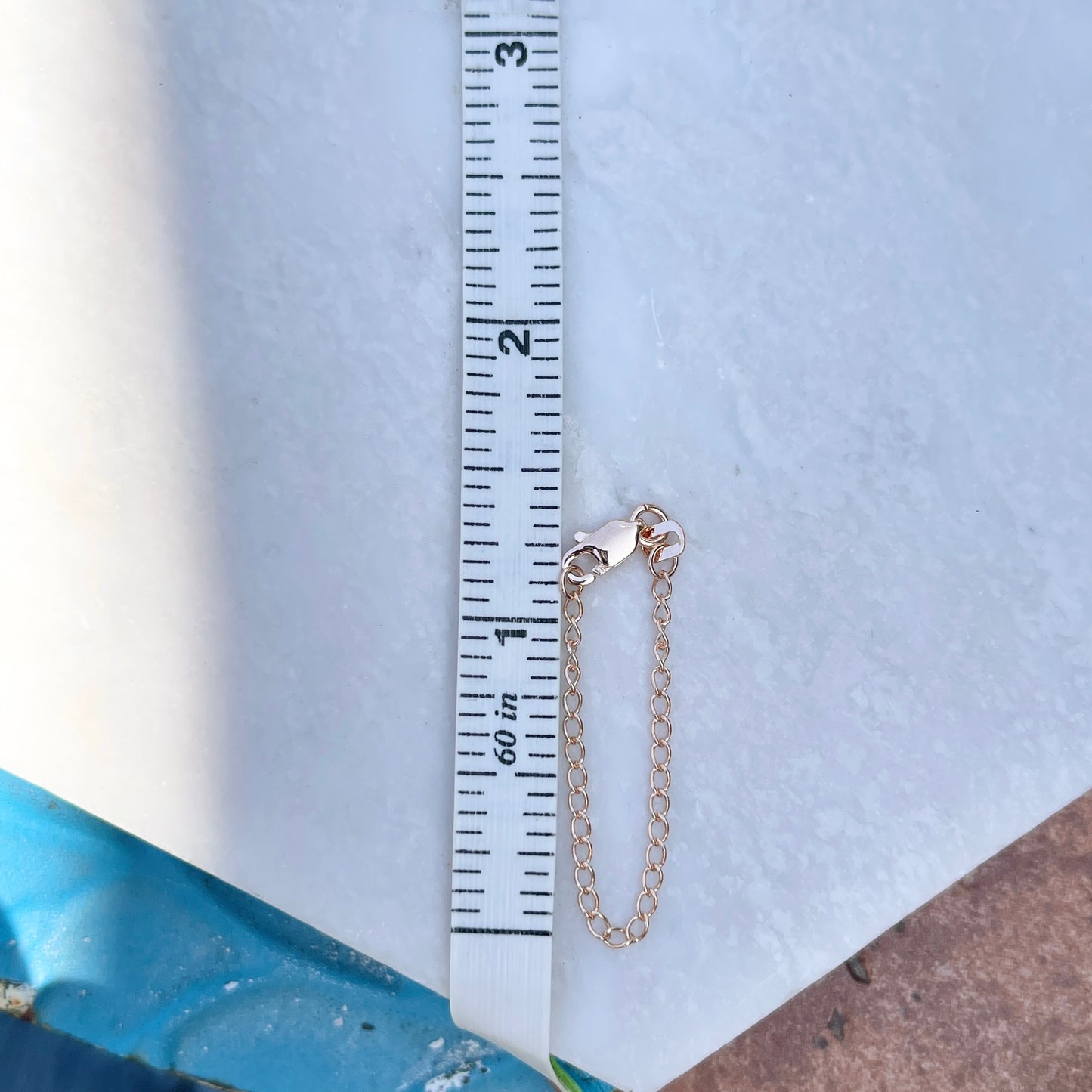 14KT Rose Gold Double Curb Chain Necklace Extender Safety Chain 3"