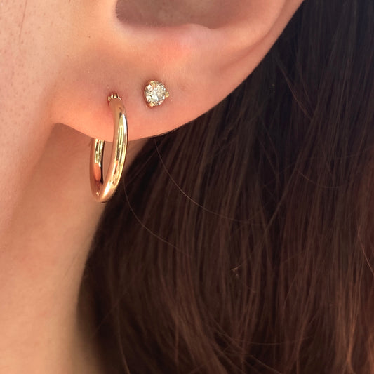 14KT Yellow Gold Polished 2mm Tube Hoop Earrings 15mm, 14KT Yellow Gold Polished 2mm Tube Hoop Earrings 15mm - Legacy Saint Jewelry