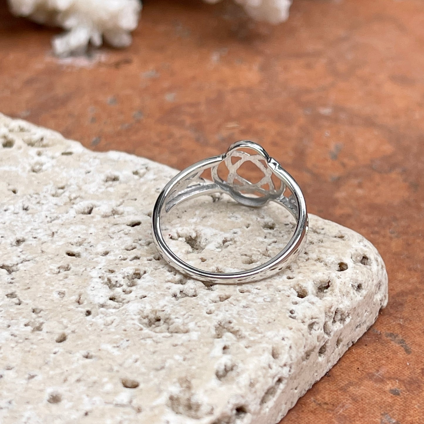14KT White Gold Polished Celtic Knot Weave Design Ring