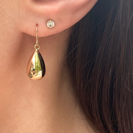 14KT Yellow Gold Polished 3D Teardrop Ear Wire Dangle Earrings, 14KT Yellow Gold Polished 3D Teardrop Ear Wire Dangle Earrings - Legacy Saint Jewelry