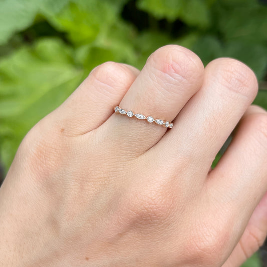 14KT Rose Gold Diamond Thin Stacking Band Ring