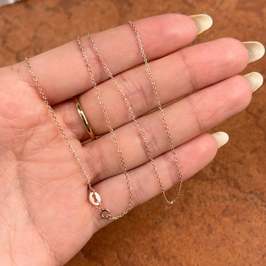 14KT Rose Gold Diamond-Cut 1mm Cable Chain Necklace