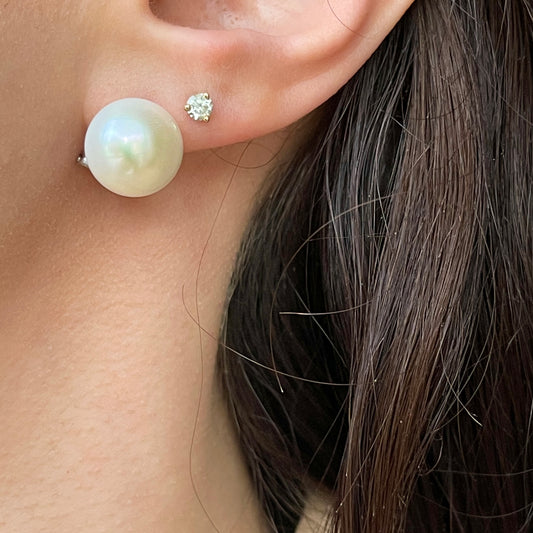 Sterling Silver 12mm Freshwater Pearl Omega Back Earrings