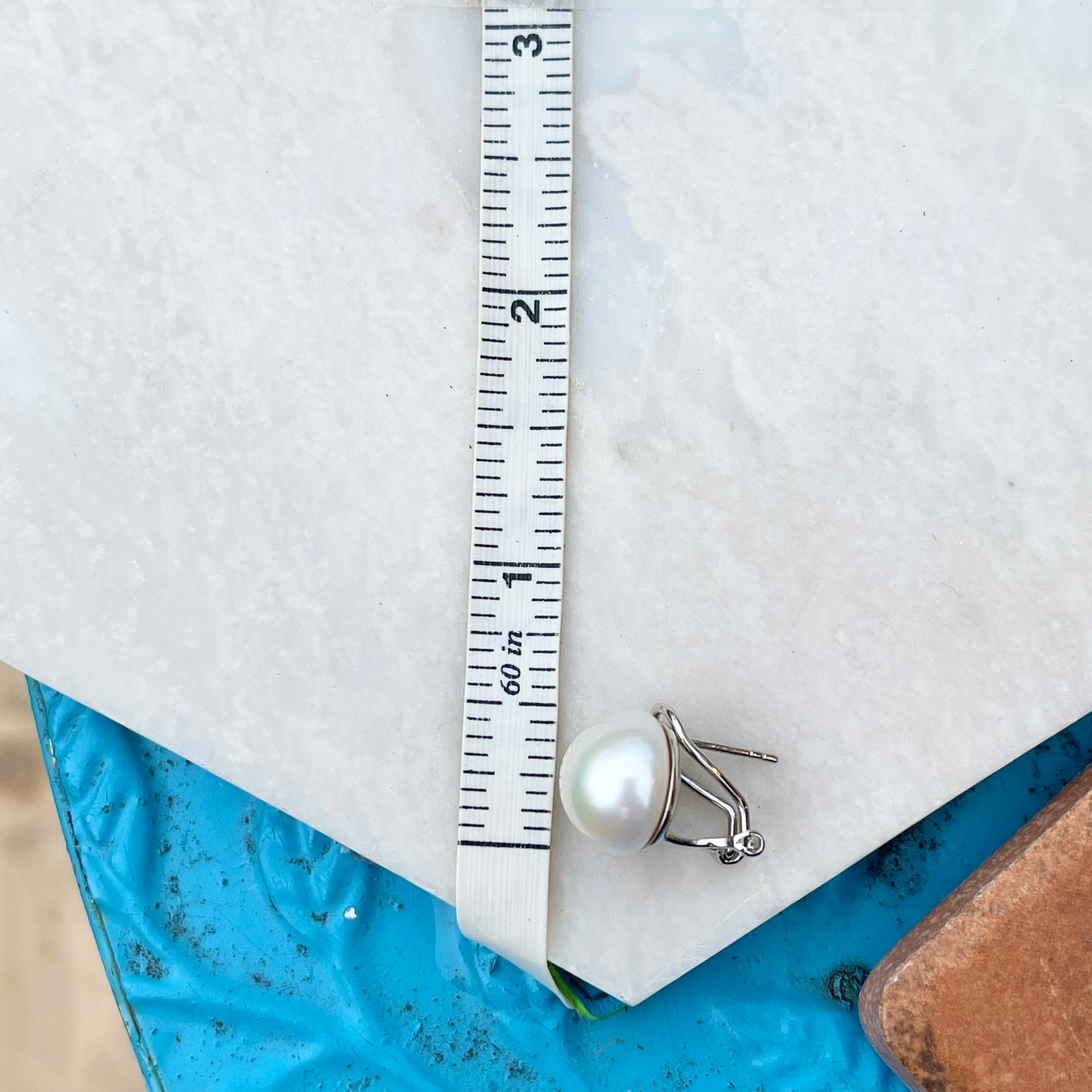 Sterling Silver 12mm Freshwater Pearl Omega Back Earrings