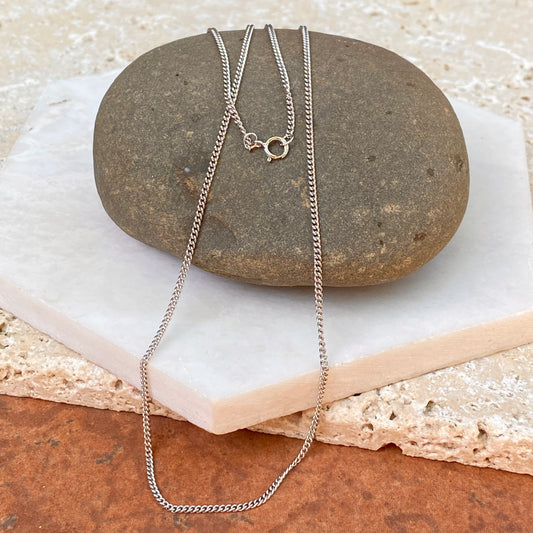 Sterling Silver Polished 1.60mm Curb Link Chain Necklace, Sterling Silver Polished 1.60mm Curb Link Chain Necklace - Legacy Saint Jewelry