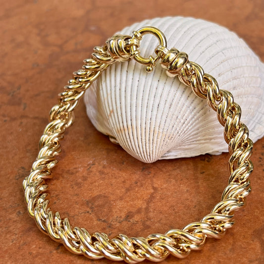 14KT Yellow Gold Intertwined Rounded Chain Link Bracelet