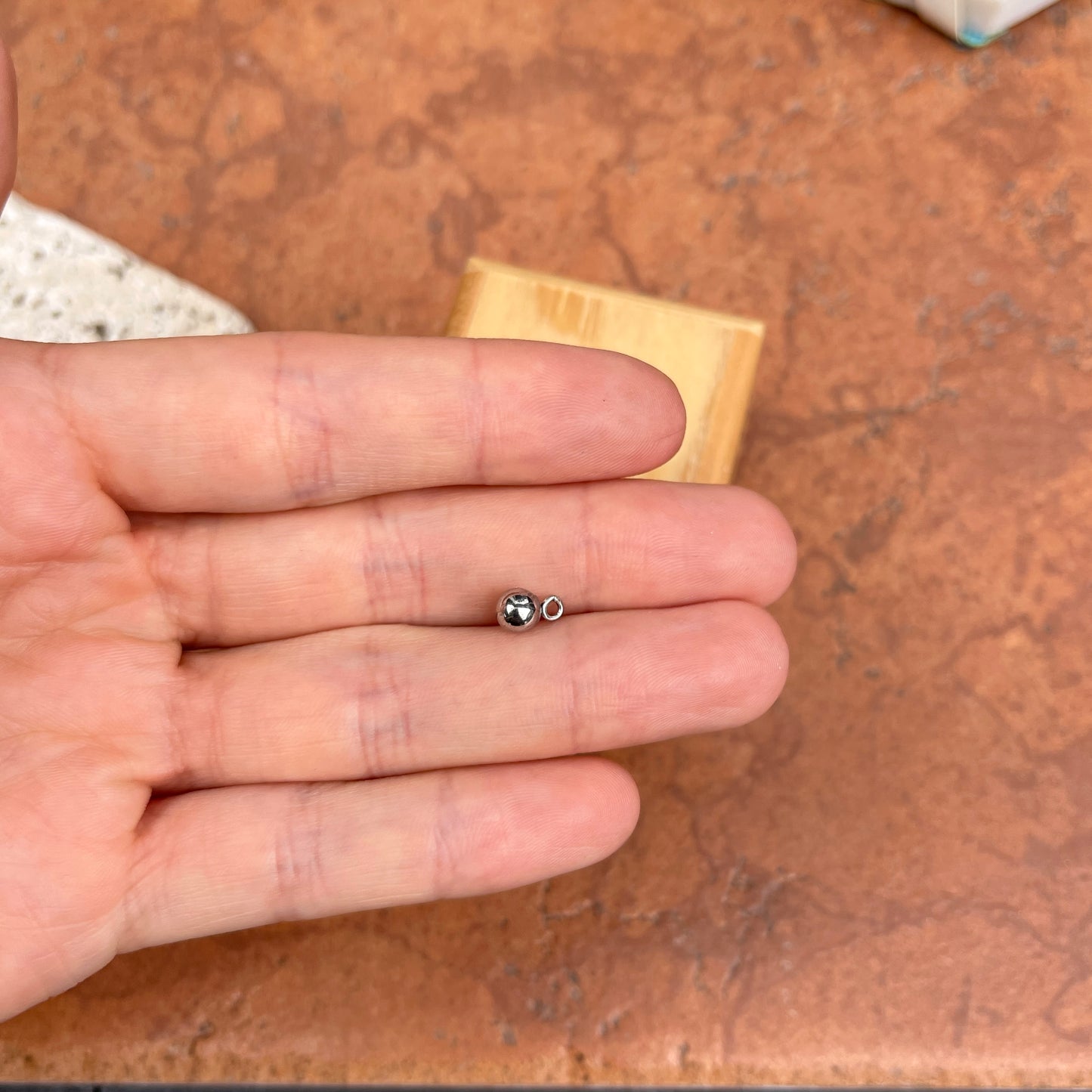 14KT White Gold Mini Round Ball Earring Charms 5mm