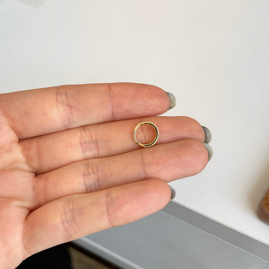 10KT Yellow Gold 3-Row CZ Stone Cartilage Hoop Earring