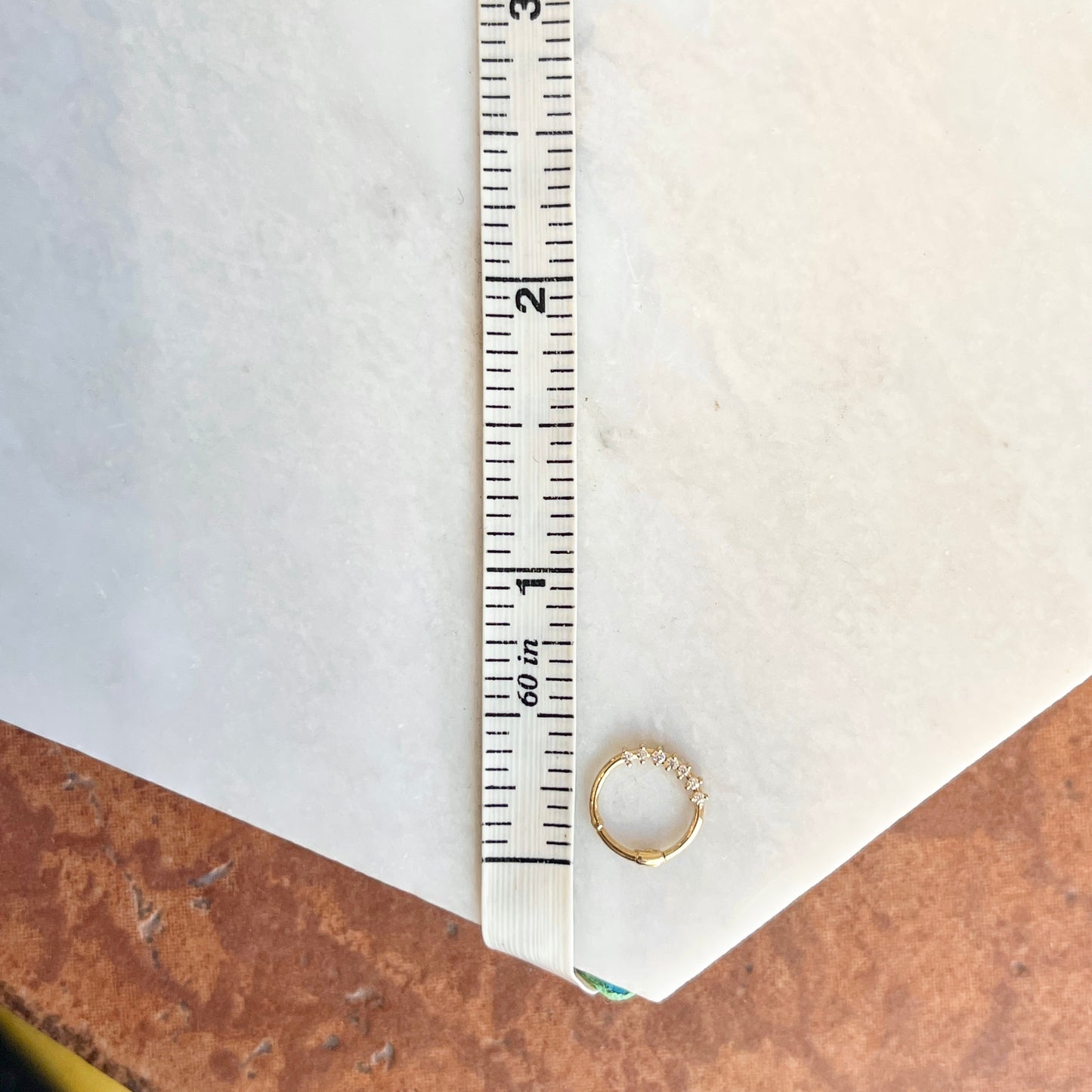 14KT Yellow Gold 7 CZ Stone Cartilage Hoop Earring