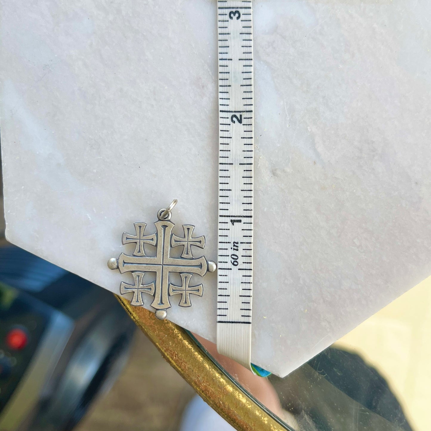 Sterling Silver Antiqued Jerusalem Crusader Cross Pendant 26mm