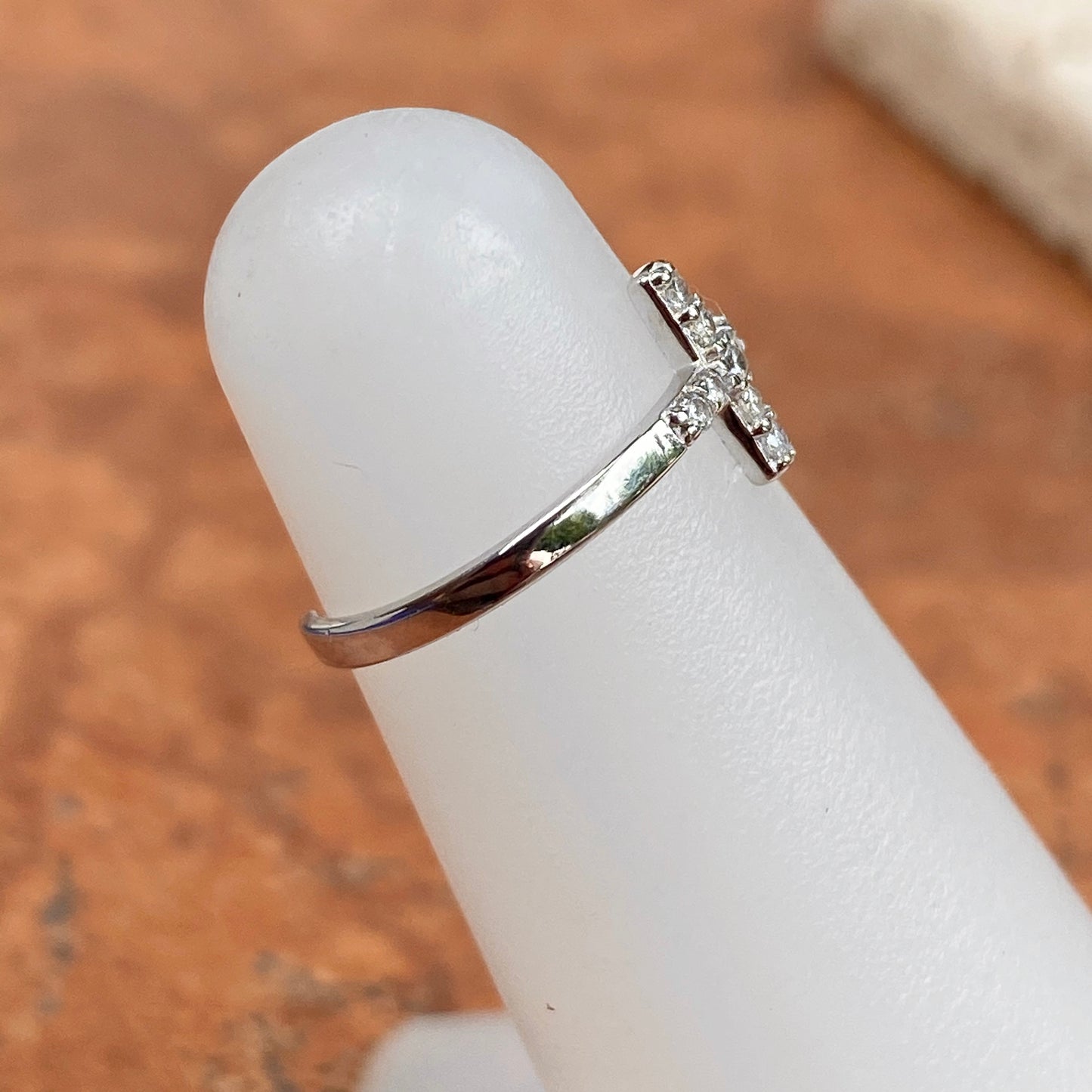 Sterling Silver CZ Horizontal Cross Toe Ring, Sterling Silver CZ Horizontal Cross Toe Ring - Legacy Saint Jewelry