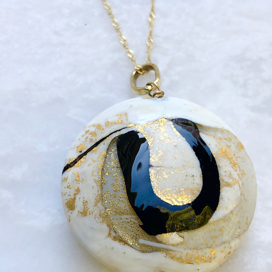 14KT Yellow Gold Murano Art Bead Pendant Necklace, 14KT Yellow Gold Murano Art Bead Pendant Necklace - Legacy Saint Jewelry