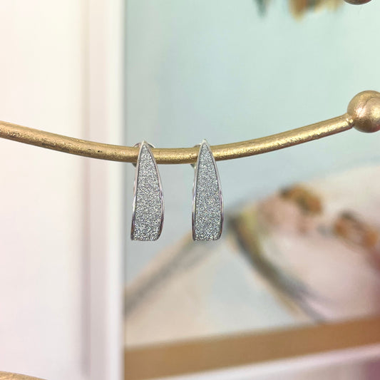 Sterling Silver Glitter Enamel Teardrop Hoop Omega Earrings