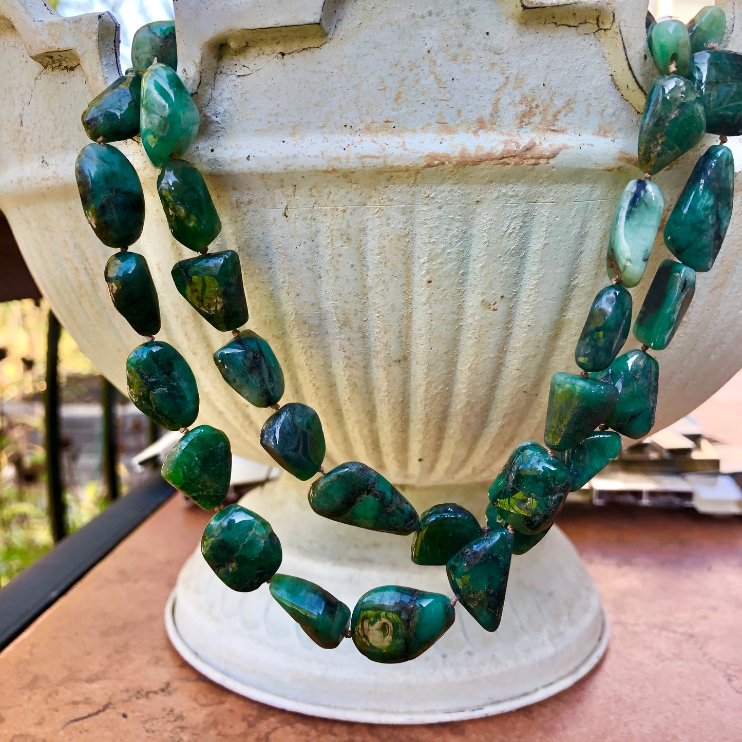 14KT Yellow Gold Double Strand Emerald Link Necklace, 14KT Yellow Gold Double Strand Emerald Link Necklace - Legacy Saint Jewelry