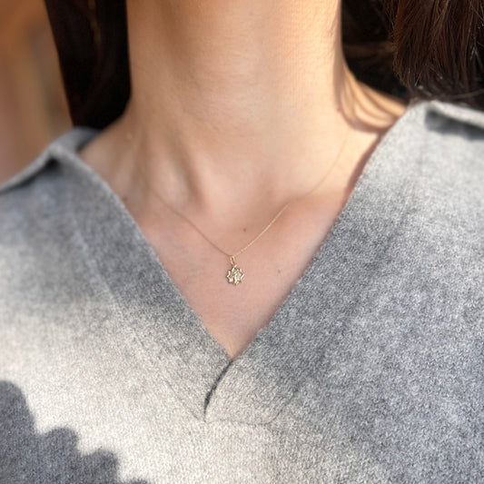 14KT Yellow Gold Mini Star Blessed Mary Pendant Charm