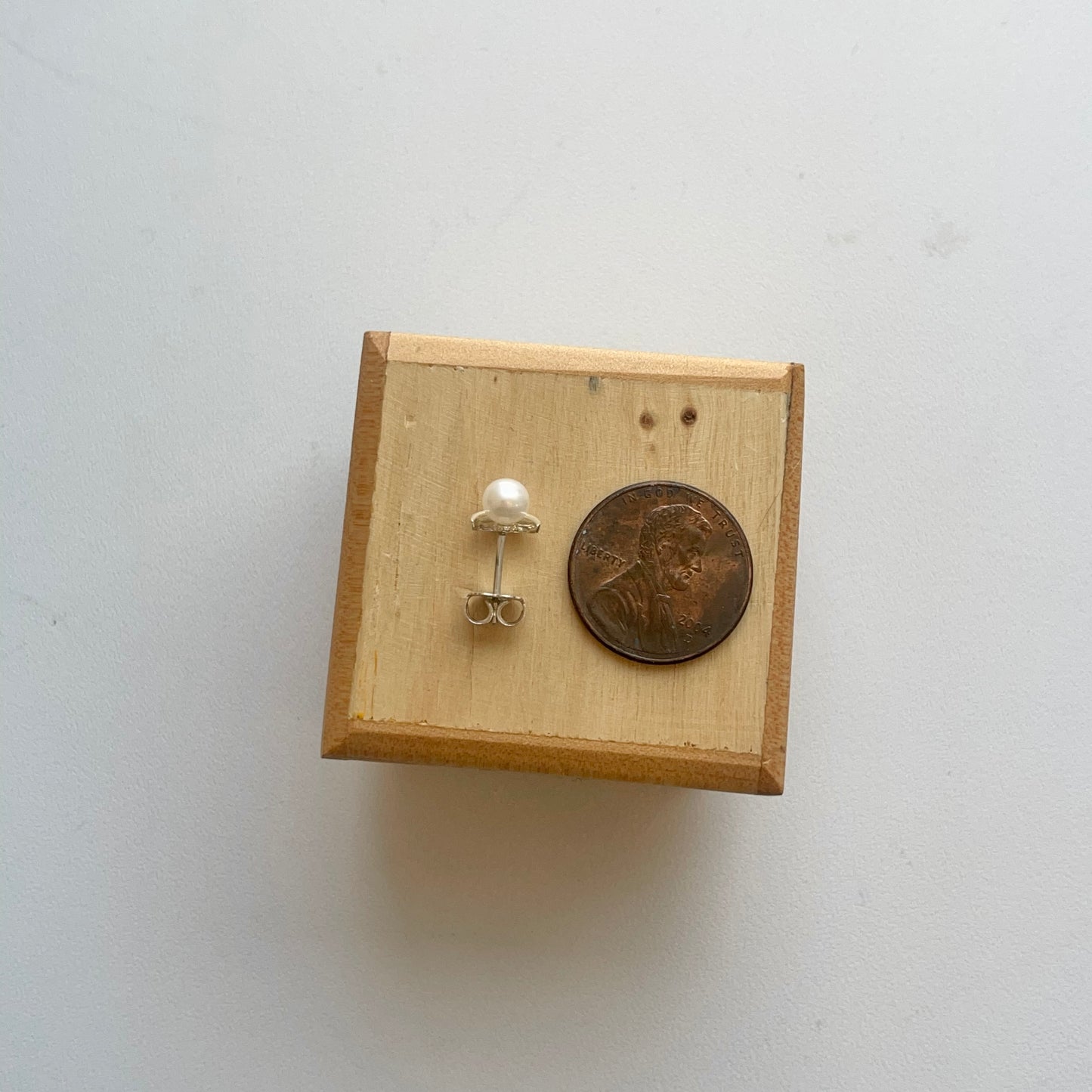 Sterling Silver Freshwater Pearl Crescent Moon Stud Earrings