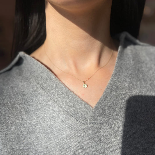 14KT Yellow Gold Textured Mini Round Disc Pendant Charm 7mm