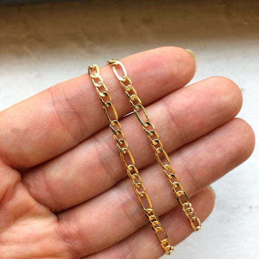 14KT Yellow Gold Figaro Chain Link Necklace 3.5mm, 14KT Yellow Gold Figaro Chain Link Necklace 3.5mm - Legacy Saint Jewelry