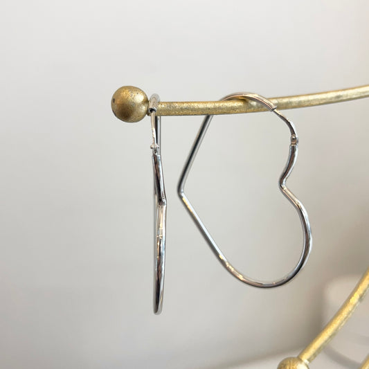 Sterling Silver Heart Shaped Endless Hoop Earrings 45mm