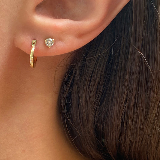 14KT Yellow Gold Polished Mini Hollow Hoop Earrings 10mm, 14KT Yellow Gold Polished Mini Hollow Hoop Earrings 10mm - Legacy Saint Jewelry