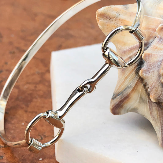 Sterling Silver Horse-Bit Flat Wire Bangle Bracelet, Sterling Silver Horse-Bit Flat Wire Bangle Bracelet - Legacy Saint Jewelry