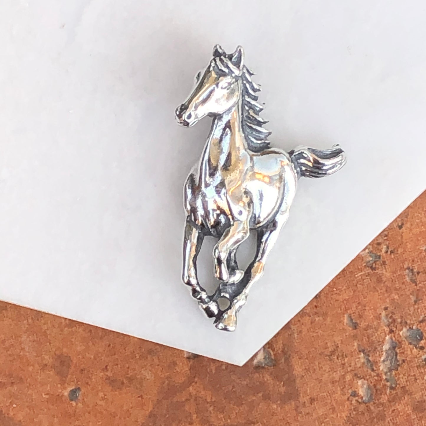 Sterling Silver Galloping Horse Pendant Charm, Sterling Silver Galloping Horse Pendant Charm - Legacy Saint Jewelry