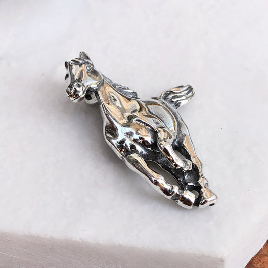 Sterling Silver Galloping Horse Pendant Charm, Sterling Silver Galloping Horse Pendant Charm - Legacy Saint Jewelry