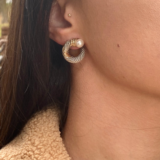 Estate Alwand Vahan 14KT Yellow Gold + Sterling Silver Twist Pearl Earrings, Estate Alwand Vahan 14KT Yellow Gold + Sterling Silver Twist Pearl Earrings - Legacy Saint Jewelry