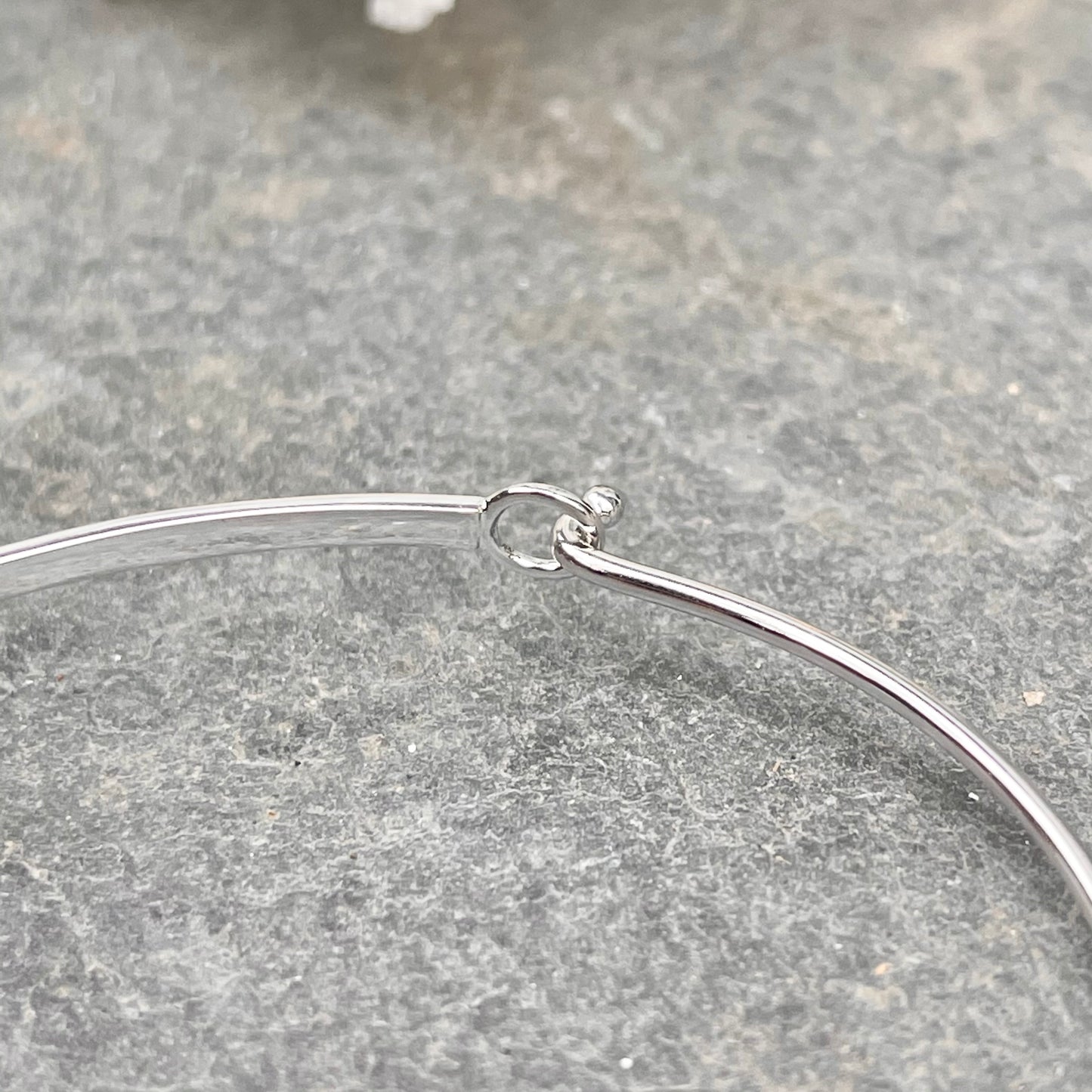 Sterling Silver Sideways Cross Plaque Bangle Bracelet