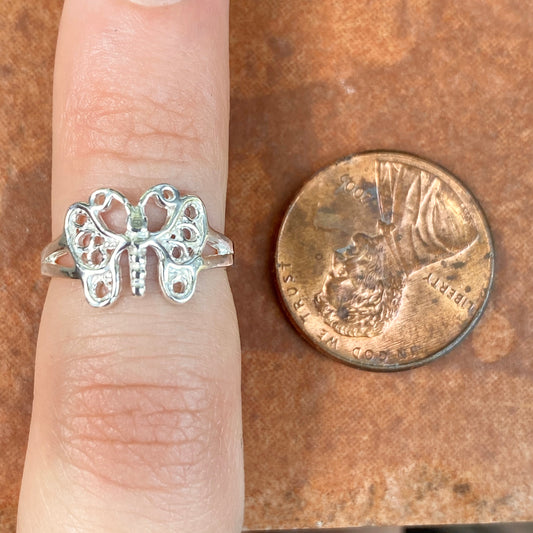 Sterling Silver Detailed Butterfly Toe Ring, Sterling Silver Detailed Butterfly Toe Ring - Legacy Saint Jewelry