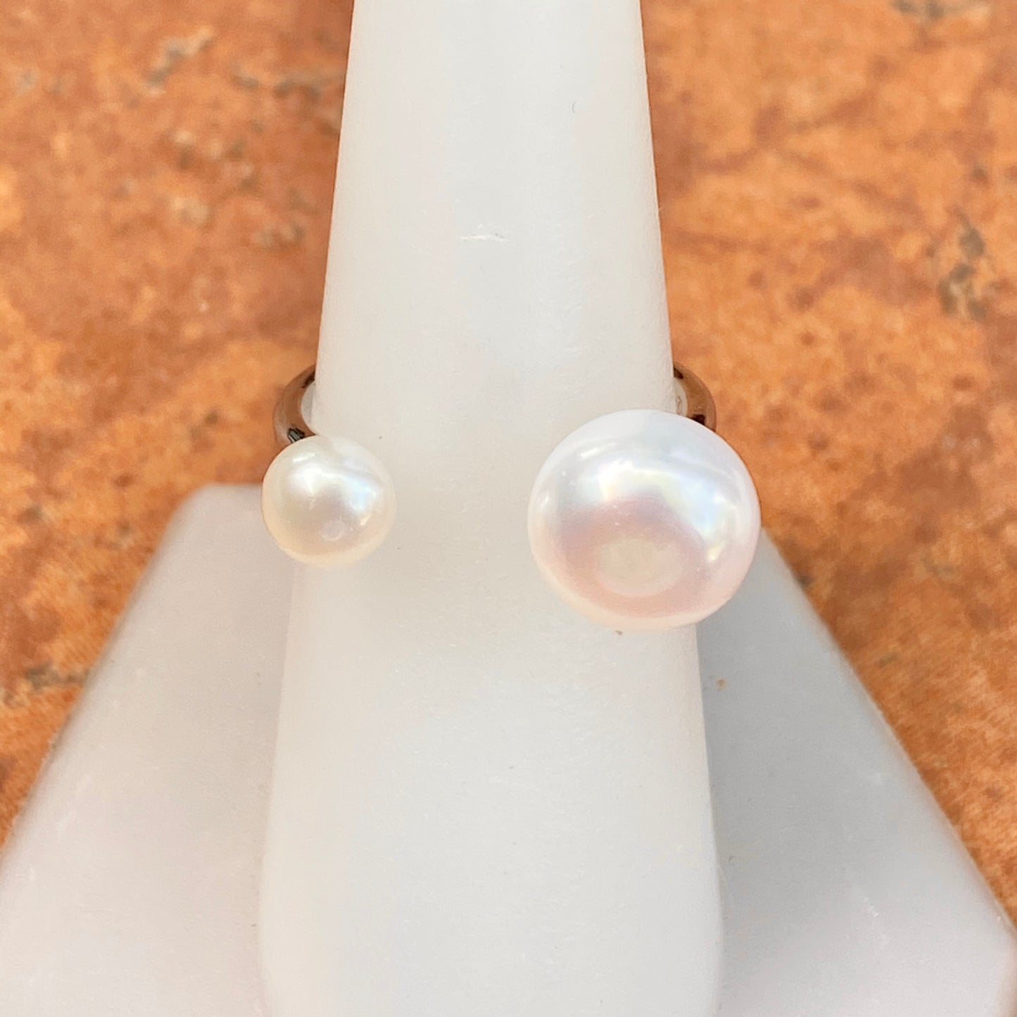 Sterling Silver Freshwater White Double Pearl Open Shank Ring, Sterling Silver Freshwater White Double Pearl Open Shank Ring - Legacy Saint Jewelry