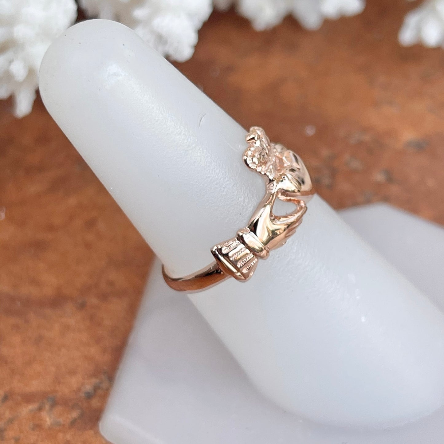 14KT Rose Gold Polished Claddagh Ring