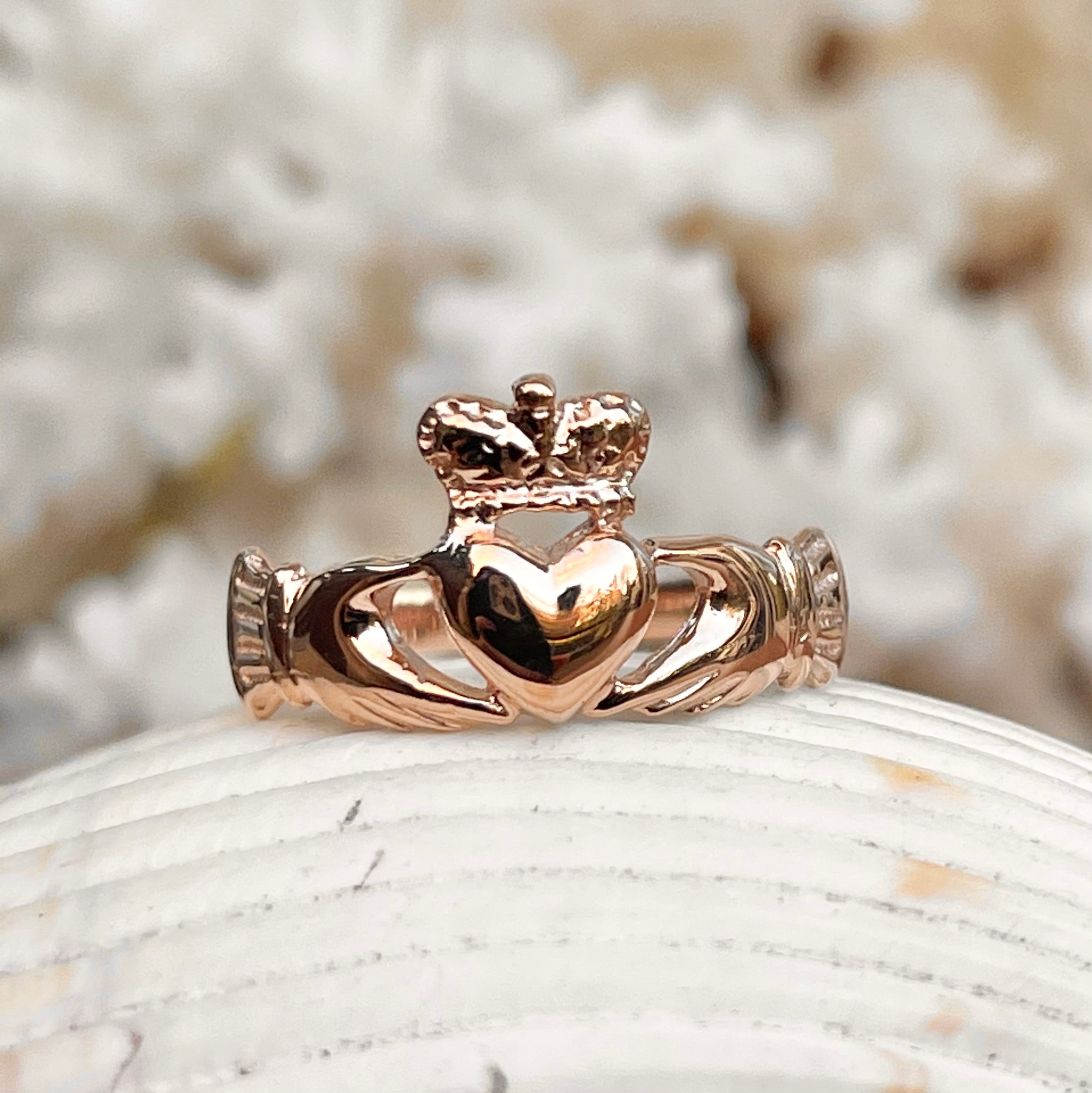 14KT Rose Gold Polished Claddagh Ring – LSJ - Main Image