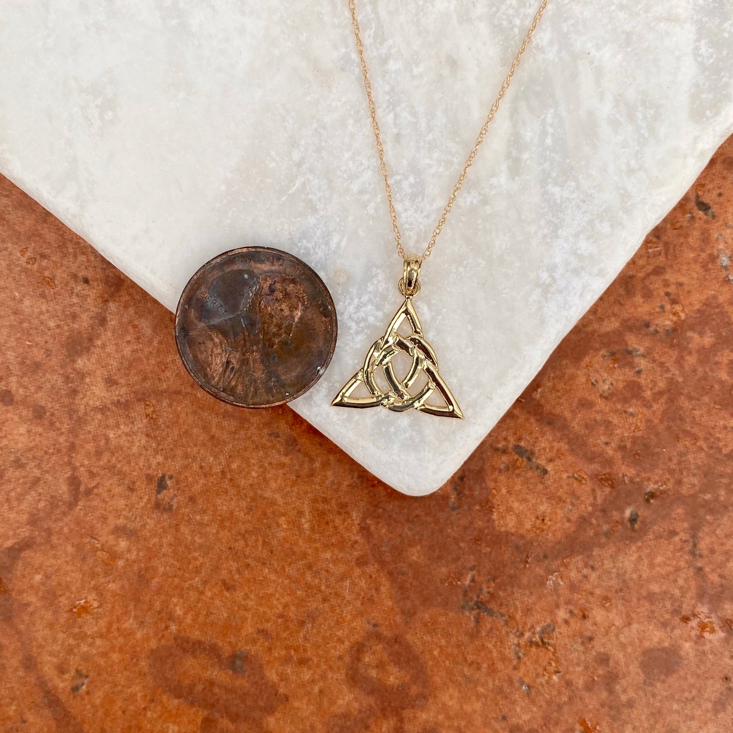 14KT Yellow Gold Celtic Trinity Knot Pendant Charm, 14KT Yellow Gold Celtic Trinity Knot Pendant Charm - Legacy Saint Jewelry