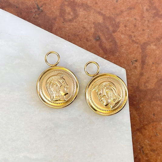 Estate 14KT Yellow Gold Roman Coin Replica Earring Charms