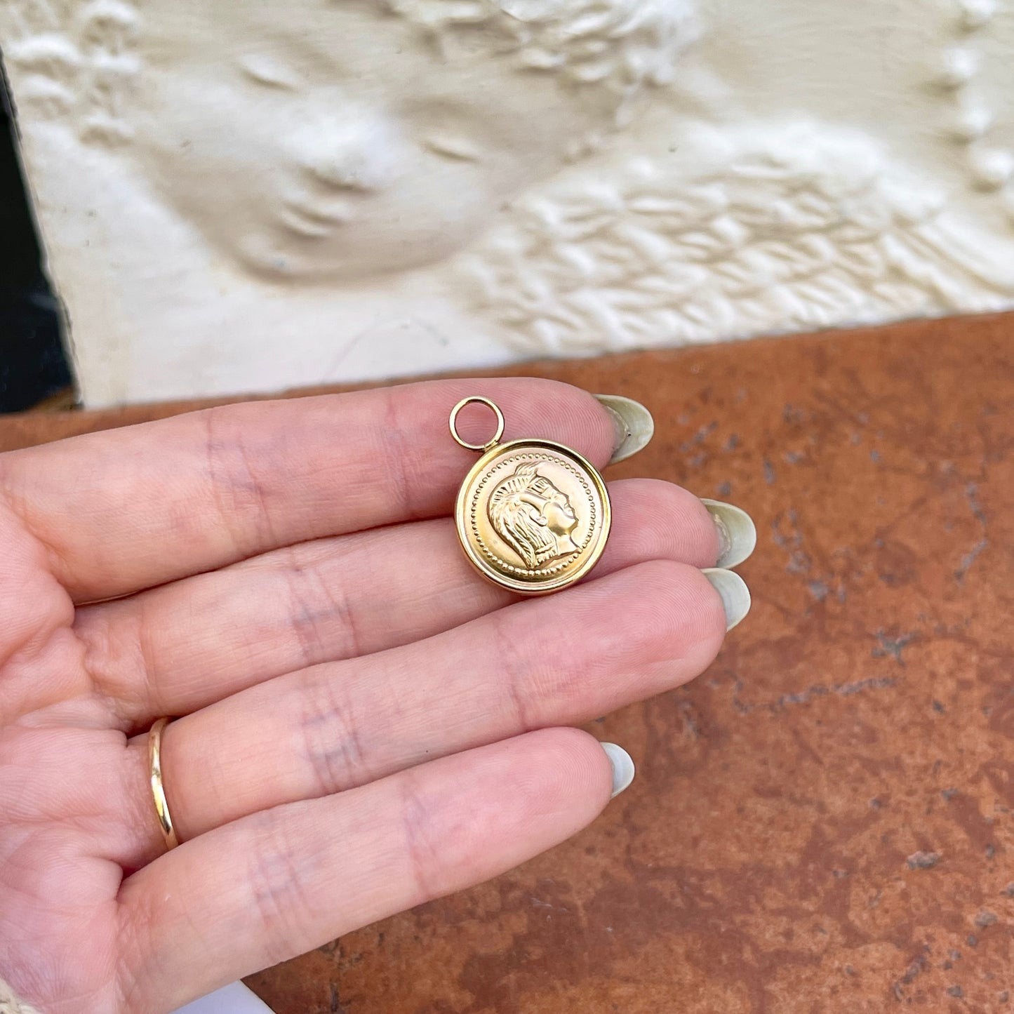 Estate 14KT Yellow Gold Roman Coin Replica Earring Charms
