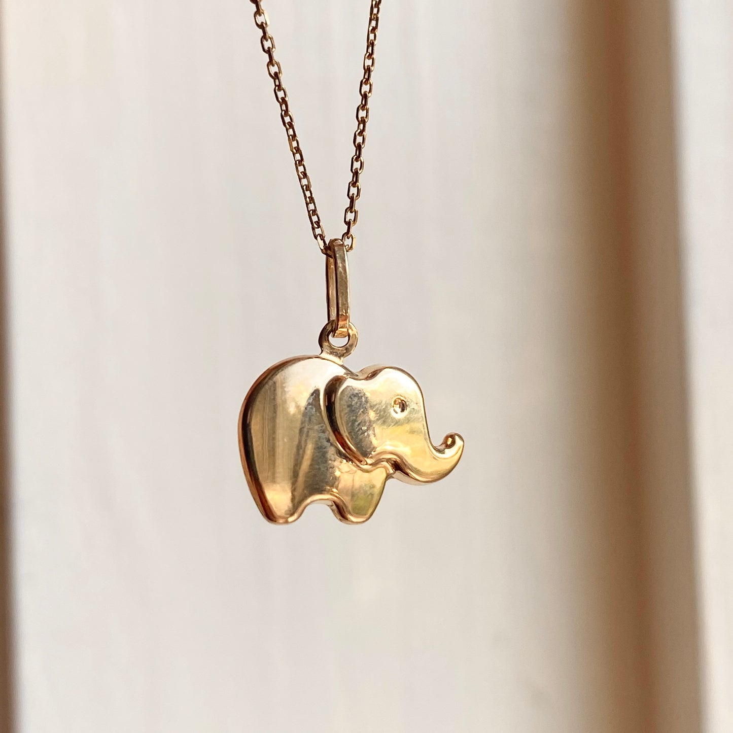 14KT Yellow Gold 3D Mini Elephant Pendant Charm, 14KT Yellow Gold 3D Mini Elephant Pendant Charm - Legacy Saint Jewelry