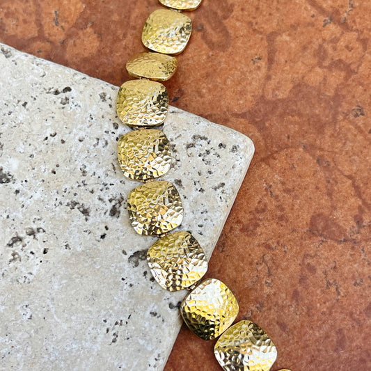 Estate 14KT Yellow Gold Hammered Square Links Bracelet