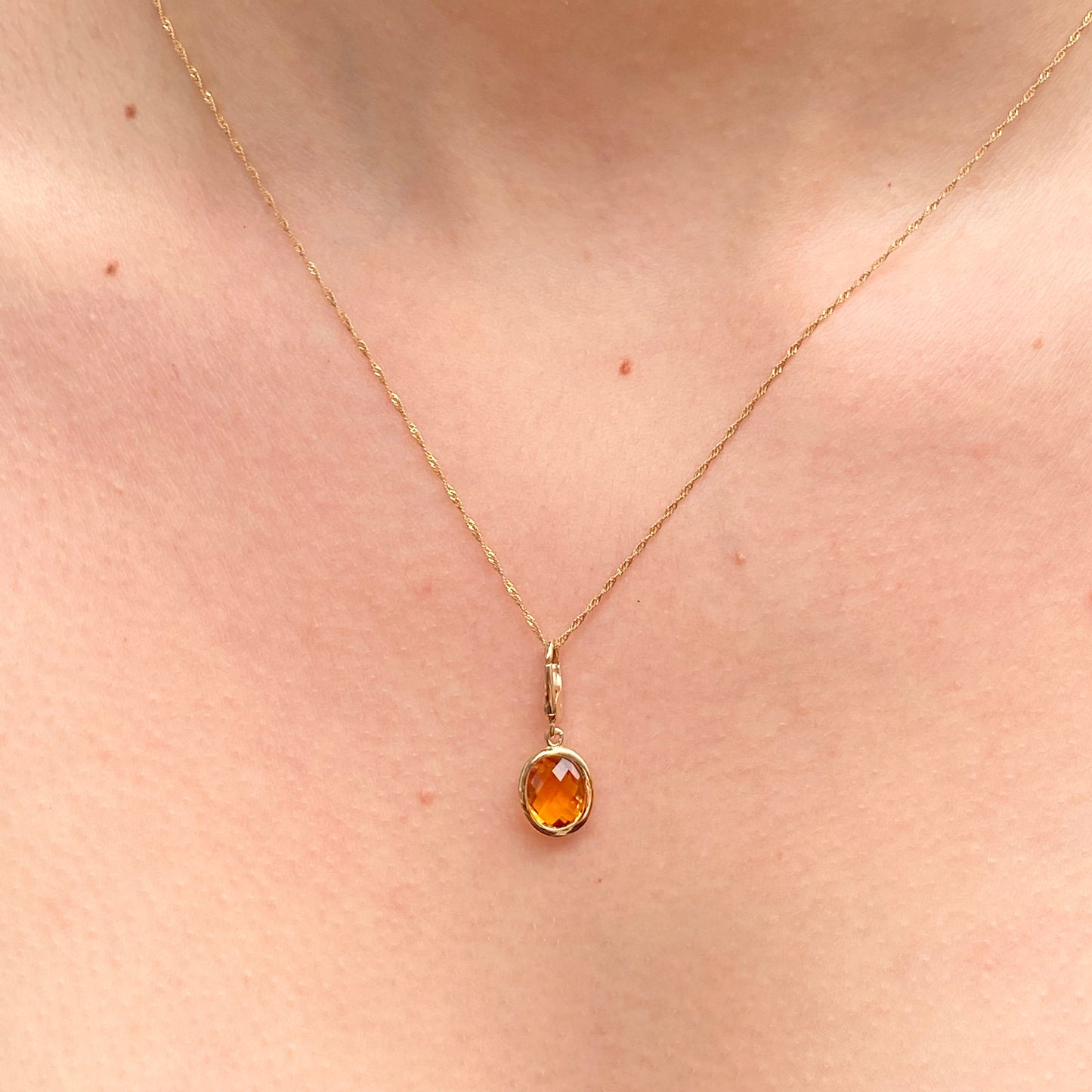 14KT Yellow Gold Checkerboard Citrine Omega Pendant Slide, 14KT Yellow Gold Checkerboard Citrine Omega Pendant Slide - Legacy Saint Jewelry