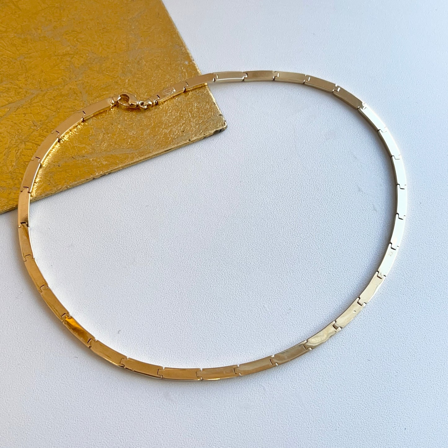 14KT Yellow Gold Rectangle Links Collar Necklace - LSJ